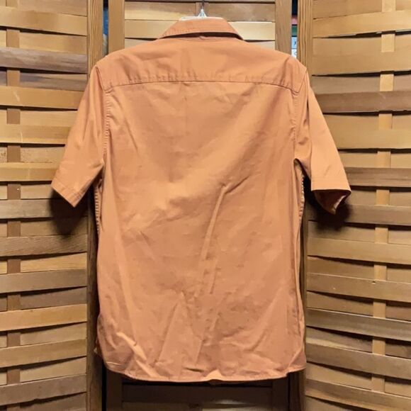 Wrangler Orange Casual Button Down Shirt Men M Western Top Short Sleeve Cotton - Picture 2 of 4